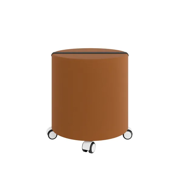 Pouf rond Yam's - textile enduit - sur roulettes