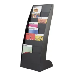 Présentoir fixe Courbo - polystyrène - 8 cases pour tout type de formats de documents - noir