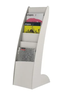Présentoir fixe Courbo Slim - polystyrène - 6 cases - gris