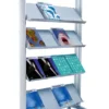 Présentoir mobile avec bandeau d'affichage - 4 tablettes métal - simple face - 16 formats A4