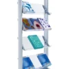 Présentoir mobile avec bandeau d'affichage - 4 tablettes Plexiglas - simple face - 12 formats A4