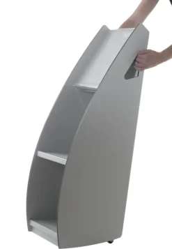 Présentoir mobile distributeur de catalogues - polystyrène - 2 cases - gris