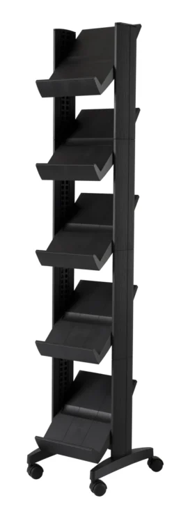 Présentoir mobile EasyDisplays - 5 tablettes polystyrène - simple face - 5 formats A4 - noir