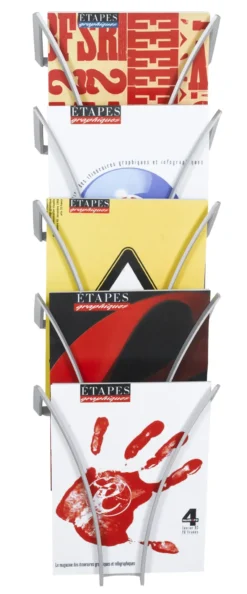 Présentoir mural Filario - polyamide - 5 cases A4 - aluminium