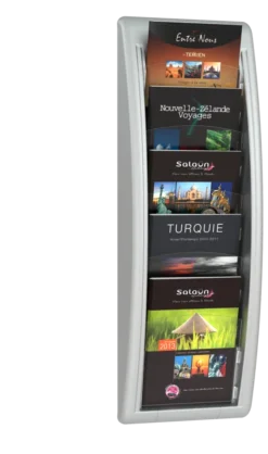 Présentoir mural Quick Fit System - polystyrène - 5 cases A5 - aluminium