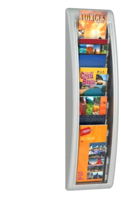 Présentoir mural Quick Fit System - polystyrène - 5 cases 1/3 A4 - aluminium