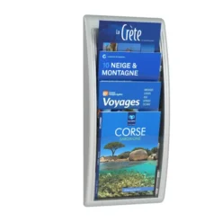 Présentoir mural Quick Fit System - polystyrène - 4 cases A4 - aluminium