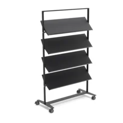 Présentoir sur roulettes Arnage - 4 tablettes - l. 113 cm