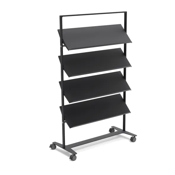 Présentoir sur roulettes Arnage - 4 tablettes - l. 113 cm