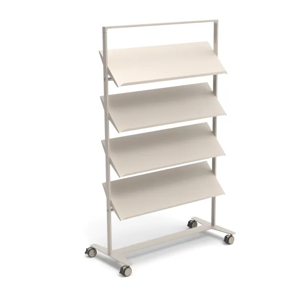 Présentoir sur roulettes Arnage - 4 tablettes - l. 113 cm