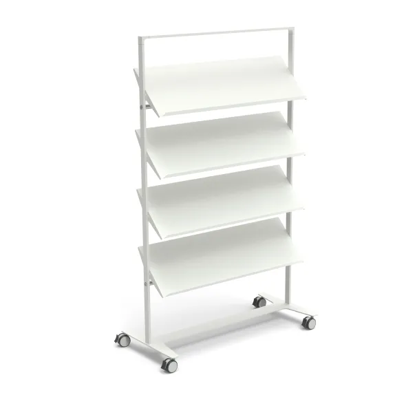 Présentoir sur roulettes Arnage - 4 tablettes - l. 113 cm