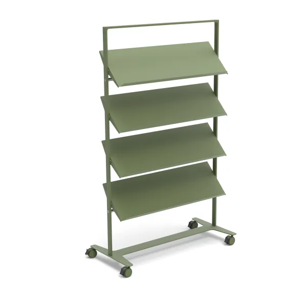 Présentoir sur roulettes Arnage - 4 tablettes - l. 113 cm