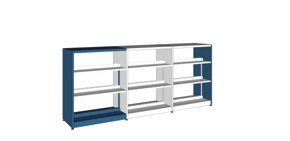 Rayonnage double face Lingo - l. 95 x h. 122 x pr. 55 cm - élément départ