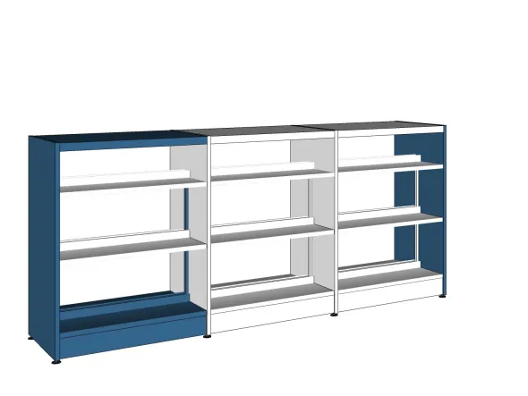 Rayonnage double face Lingo - l. 95 x h. 122 x pr. 55 cm - élément départ