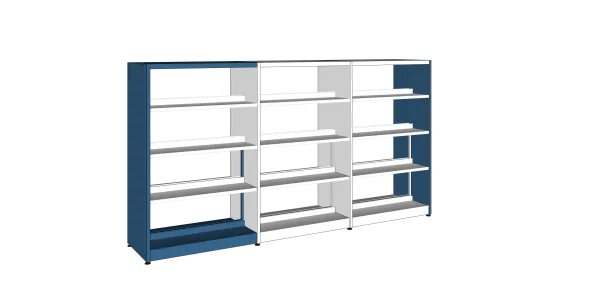 Rayonnage double face Lingo - l. 95 x h. 152 x pr. 55 cm - élément départ