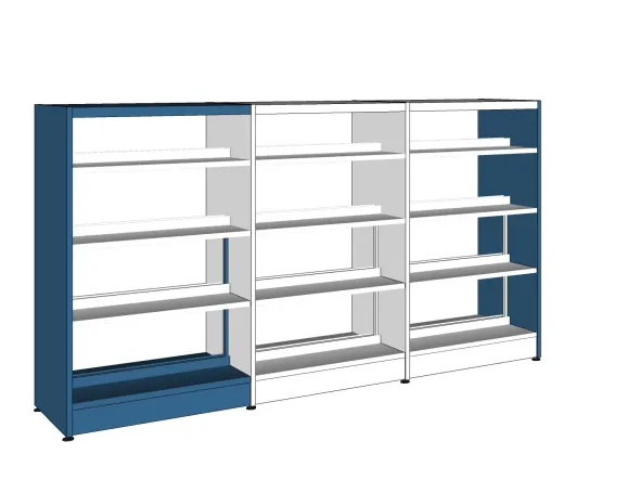 Rayonnage double face Lingo - l. 95 x h. 152 x pr. 55 cm - élément départ