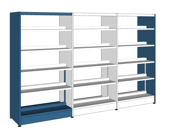Rayonnage double face Lingo - l. 95 x h. 182 x pr. 55 cm - élément départ