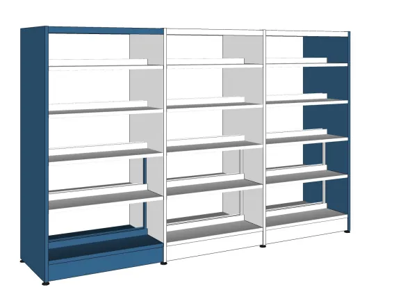 Rayonnage double face Lingo - l. 95 x h. 182 x pr. 65 cm - élément départ