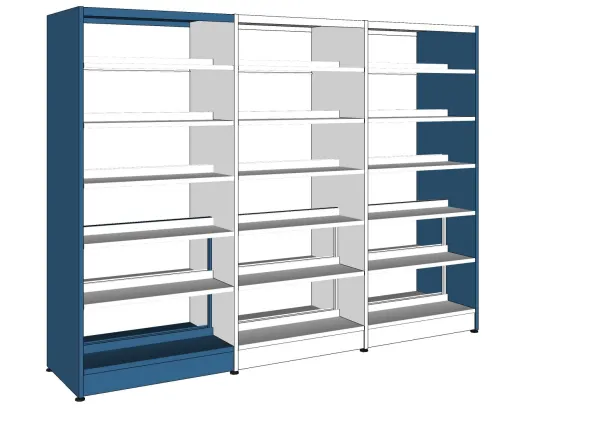 Rayonnage double face Lingo - l. 95 x h. 212 x pr. 65 cm - élément départ