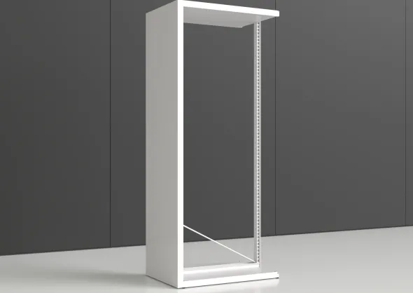 Rayonnage double face Nova - habillage métal - l. 95 x h. 230 x pr. 65 cm - élément départ