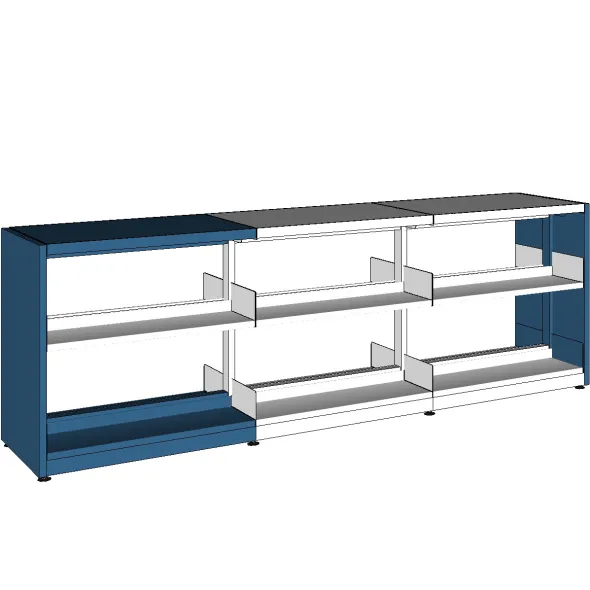 Rayonnage droit double face London - habillage médium laqué - l. 96 x h. 92 x pr. 57 cm - élément départ