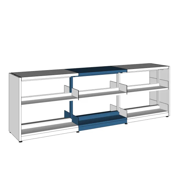 Rayonnage droit double face London - l. 90 x h. 92 x pr. 57 cm - élément suivant