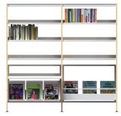 Rayonnage simple face Lingo - h. 182 cm - configuration 1 élément départ + 1 élément suivant + 7 tablettes +