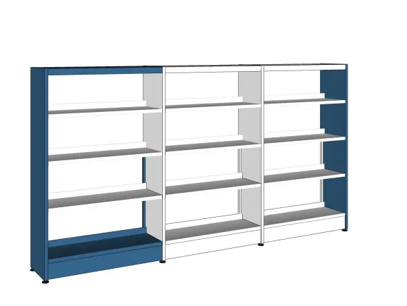 Rayonnage simple face Lingo - l. 95 x h. 152 x pr. 34 cm - élément départ