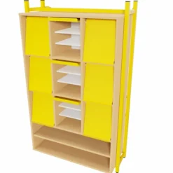 Rayonnage simple face Monaco - l.96 x h. 160 x pr. 40,8 cm - 9 présentoirs à périodiques et niche ouverte