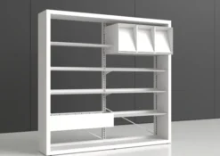 Rayonnage simple face Nova rectangulaire - h. 180 cm - configuration habillage métal 1 élément départ