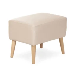 Repose jambes Bjarki - assise tissu enduit - pieds hêtre massif
