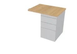 Retour pour bureau compact 90° Epure - l. 80 x pr. 60 cm - sur caisson porteur