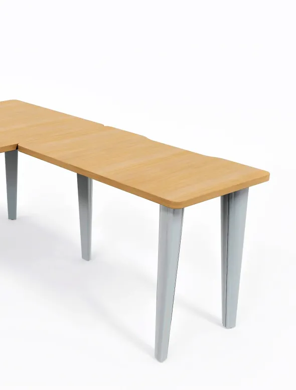 Retour pour bureau compact Evidence - l. 100 x pr. 60 cm - 2 pieds métalliques et 1 platine