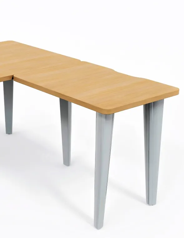 Retour pour bureau compact Evidence - l. 80 x pr. 60 cm - 2 pieds métalliques et 1 platine