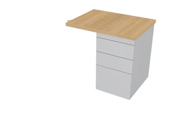Retour pour bureau droit Epure - l. 80 x pr. 60 cm - sur caisson porteur