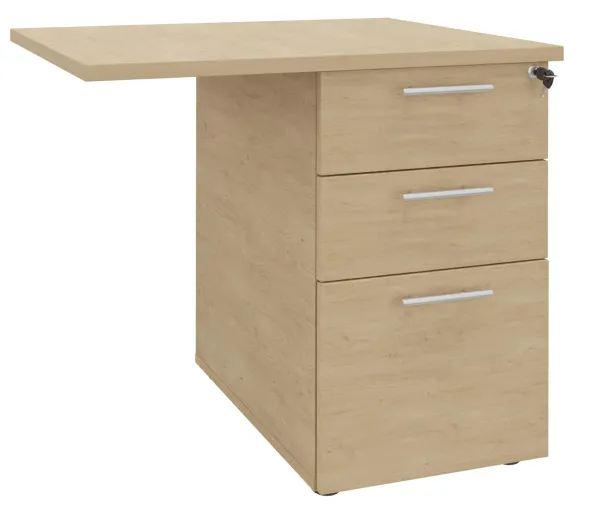 Retour pour bureau Majesty - l. 80 x pr. 60 cm - sur caisson 2 tiroirs plats + 1 tiroir dossiers suspendus