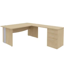 Retour pour bureau Majesty l. 120 x pr. 60 cm - sur caisson- 2 tiroirs plats + 1 tiroir dossiers suspendus