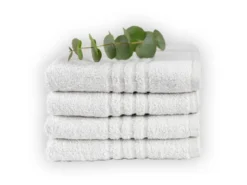 Serviette de toilette éponge 100 % coton blanc - 50 x 90 cm - 550 g/m2 - lot de 10