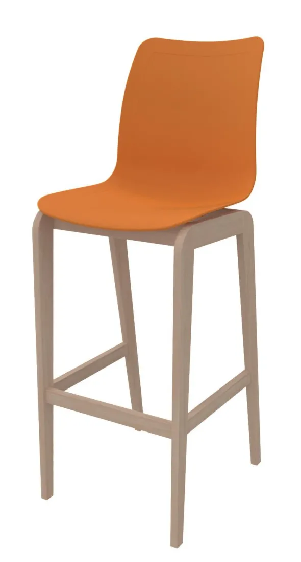 Siège haut Adell - coque résine - piétement bois