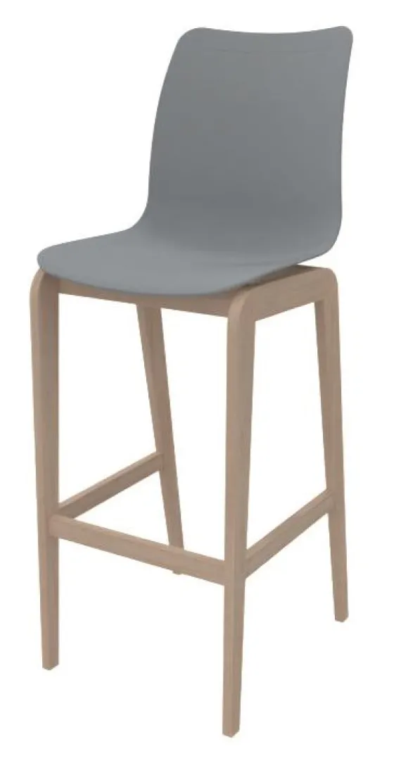 Siège haut Adell - coque résine - piétement bois