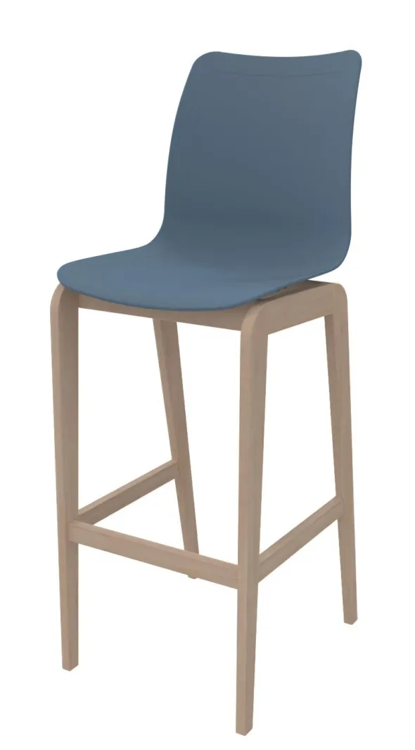 Siège haut Adell - coque résine - piétement bois