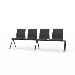 Siège sur poutre 4 places Trio Evolution - coque multipli hêtre - piétement époxy