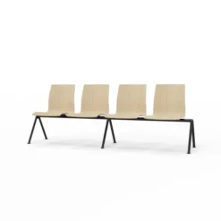 Siège sur poutre 4 places Trio Evolution - coque essence bois - piétement époxy