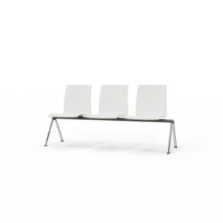 Siège sur poutre 3 places Trio Evolution - coque stratifié blanc - piétement chrome