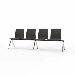 Siège sur poutre 4 places Trio Evolution - coque multipli hêtre - piétement chrome