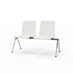 Siège sur poutre 2 places Trio Evolution - coque stratifié blanc - piétement chrome