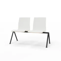 Siège sur poutre 2 places Trio Evolution - coque stratifié blanc - piétement époxy