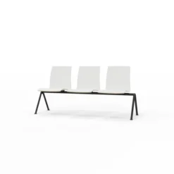 Siège sur poutre 3 places Trio Evolution - coque stratifié blanc - piétement époxy