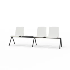 Siège sur poutre 3 places Trio Evolution - coque stratifié blanc - avec 1 tablette - piétement époxy