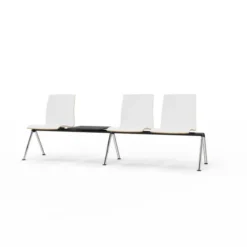 Siège sur poutre 3 places Trio Evolution - coque stratifié blanc - avec 1 tablette - piétement chrome